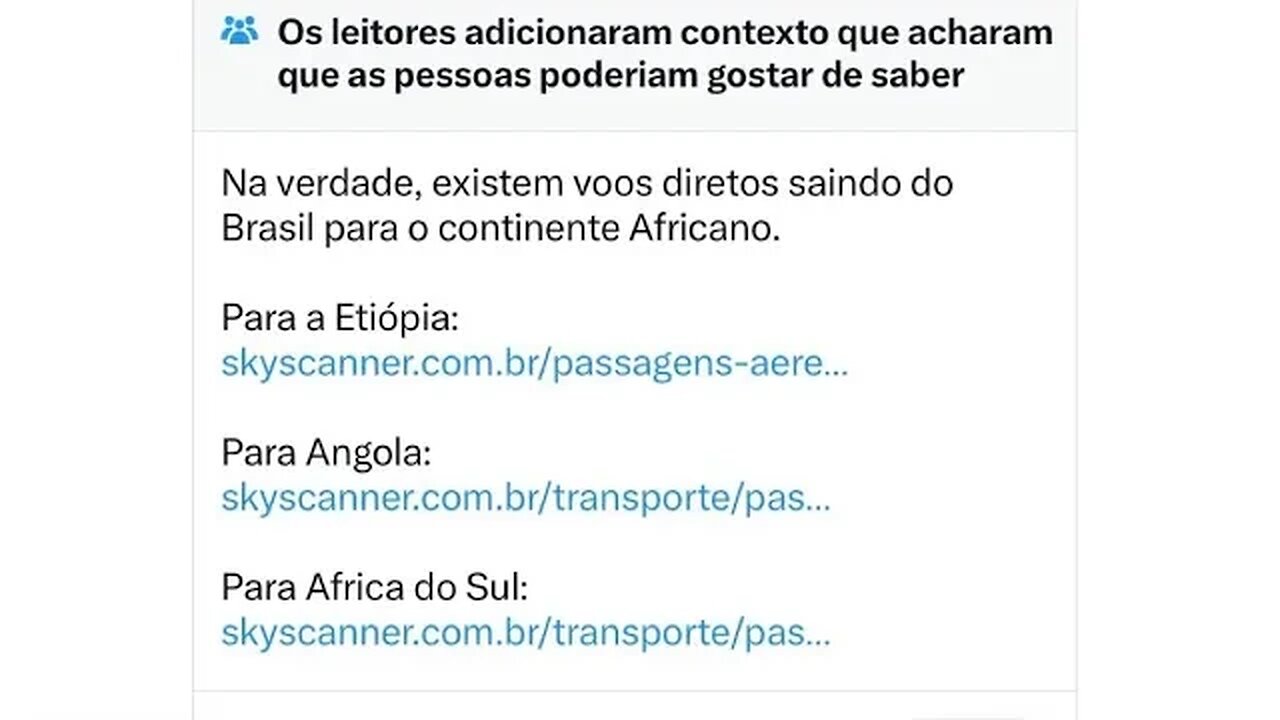 PRESIDENTE LEVA "CHECAGEM" DA REDE X, sobre a afirmação de não termos vôos diretos para a África