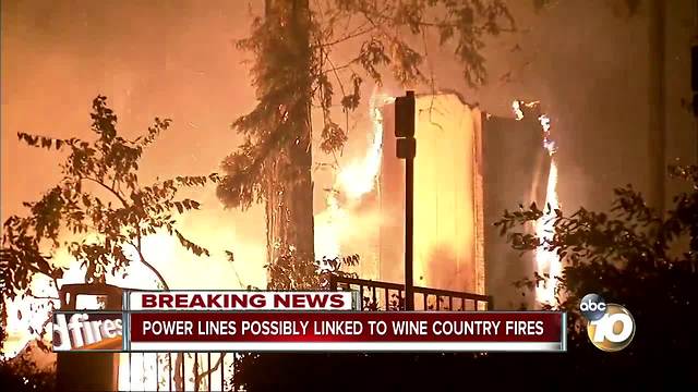 Power lines possible linked to wine country fires