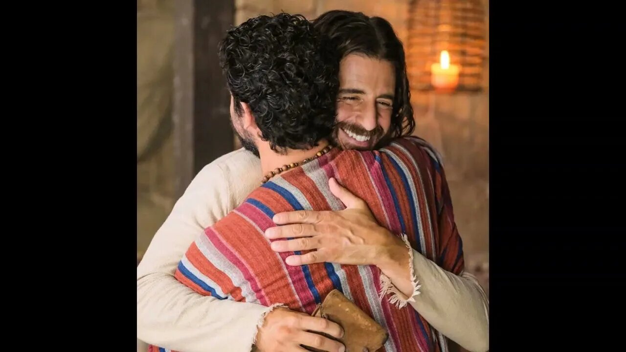 Being hugged by Jonathan Roumie aka Jesus from the Tv show The Chosen
