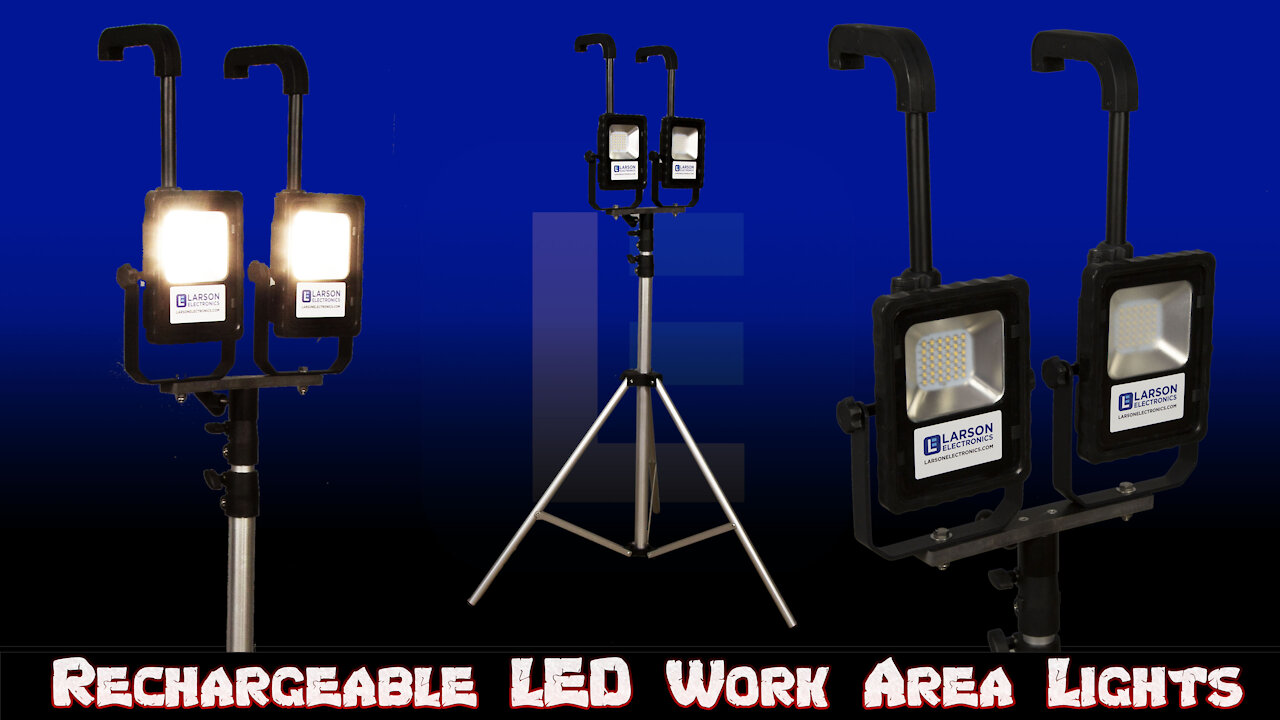 Rechargeable LED Work Area Lights with 3.5' to 10' Adjustable Tripod Mount - 2000 Lumens - IP67