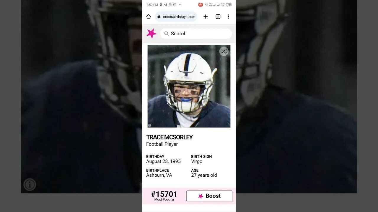 HAPPY 27 BIRTHDAY TRACE MCSORLEY Football Player