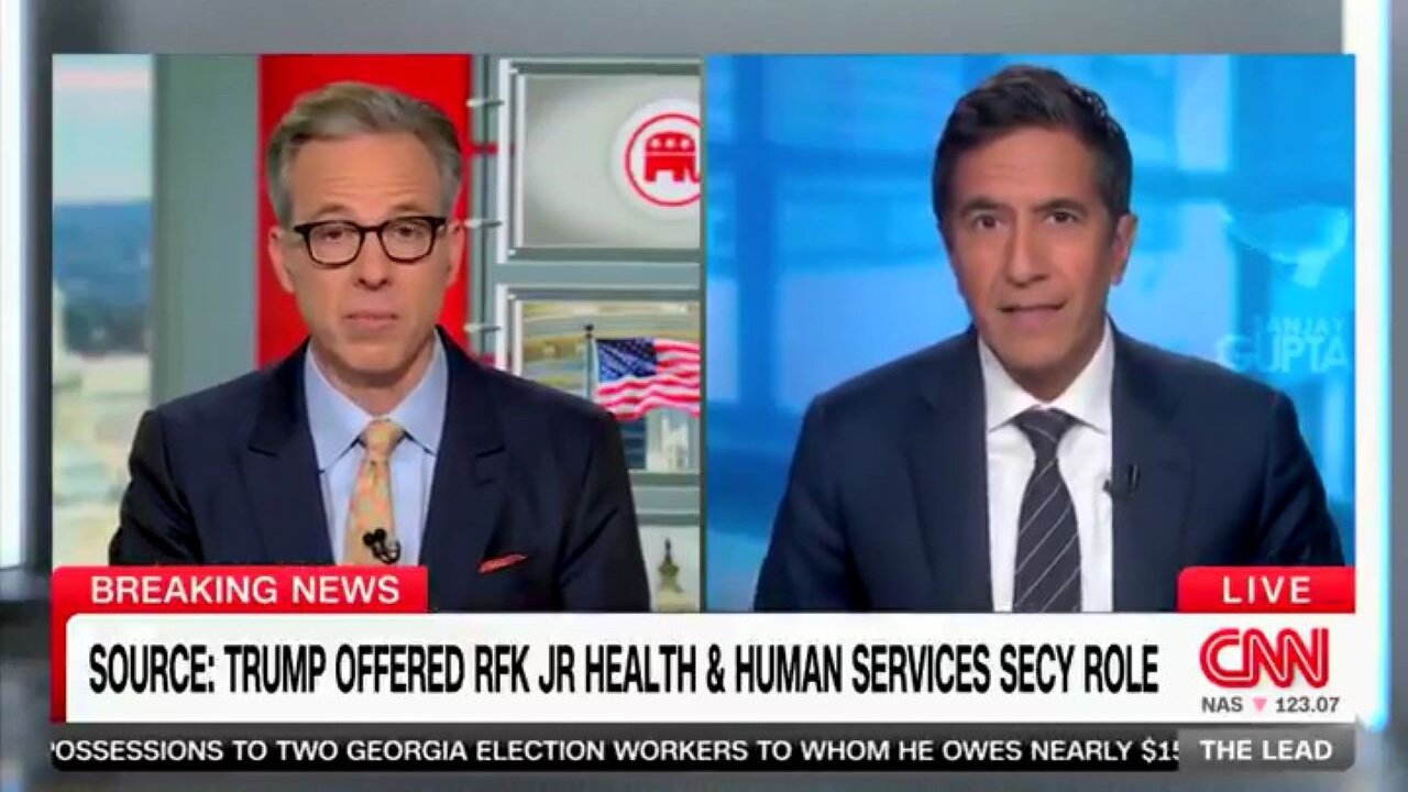 Jake Tapper And Dr. Sanjay Gupta Triggered By Trump Picking Robert Kennedy Jr. For HHS Secretary