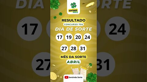 🍀 Resultado DIA DE SORTE 706 | Sentindo Sorte #shorts