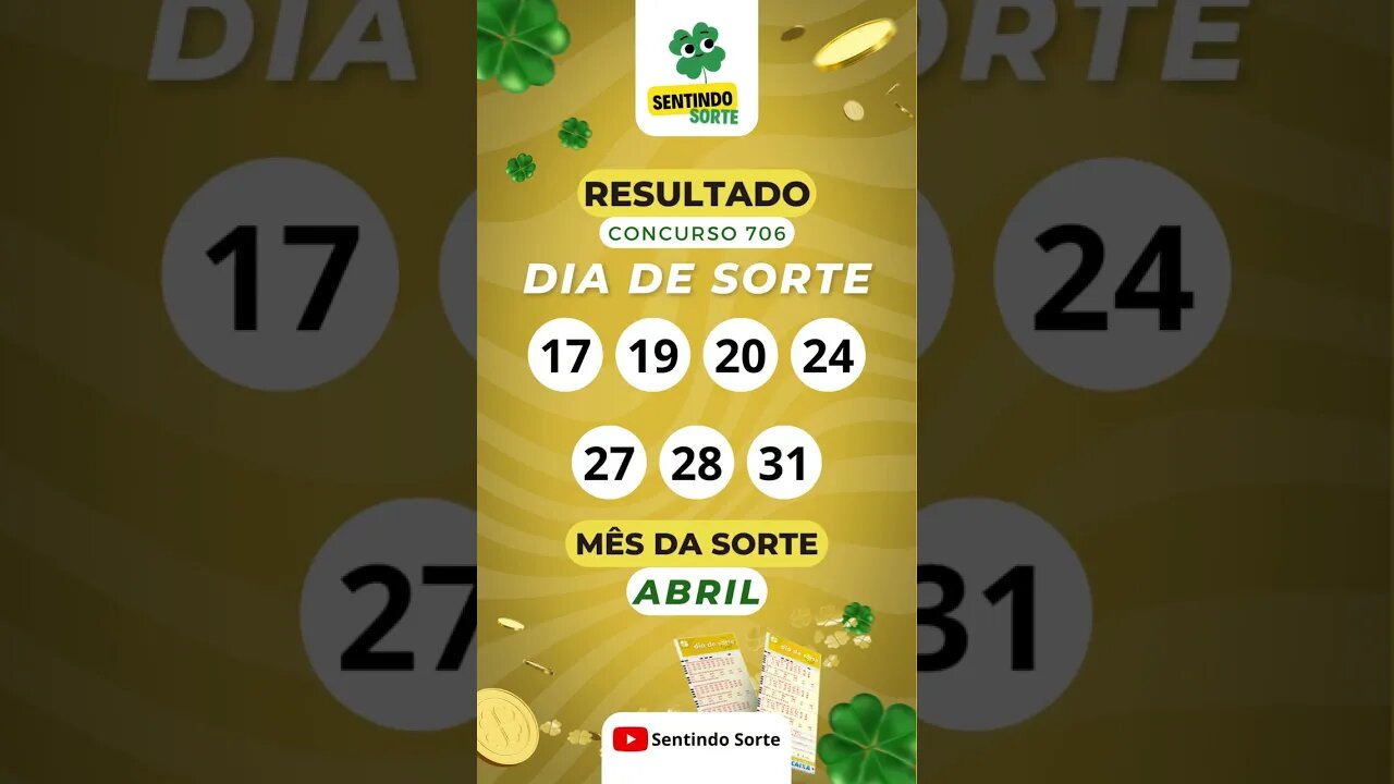 🍀 Resultado DIA DE SORTE 706 | Sentindo Sorte #shorts