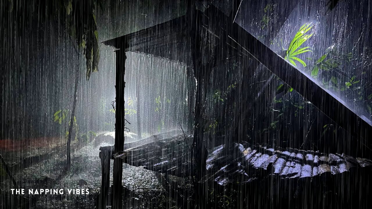 Sleep Immediately in forest tent with heavy rain & screaming thunder at night | Rain on tent