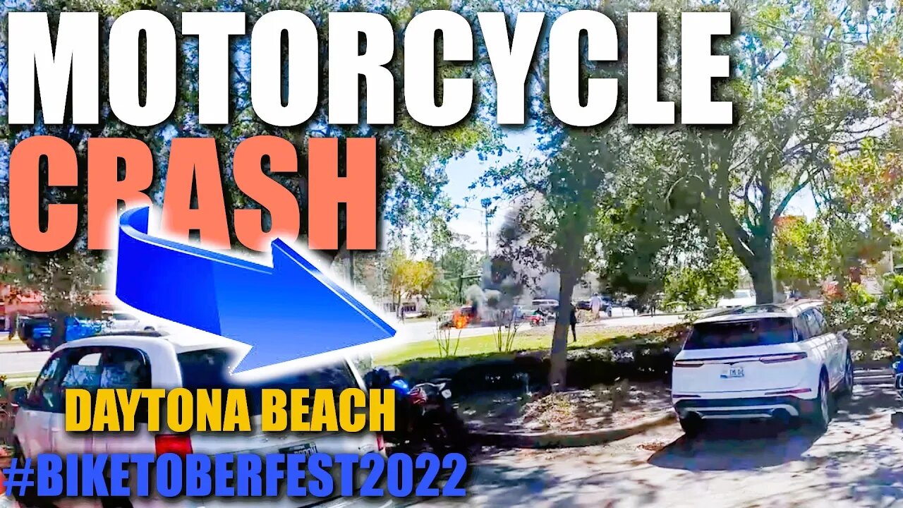 Motorcycle Burst Into Flames After Crash at Daytona Beach Biketoberfest 2022 😱