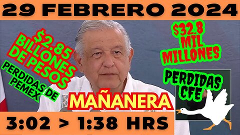 💩🐣👶 AMLITO | Mañanera *Jueves 29 de febrero 2024* | El gansito veloz 3:02 a 1:38.