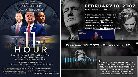 11th Hour Faith Leaders Meeting | Kim Clement’s Trump Prophecies "Trump Will Become a Trumpet, I Will Put At Your Helm for Two Terms, I Will Put Him In Office & then I Will Baptize Him With the Holy Spirit & My Power." 2/10/2007