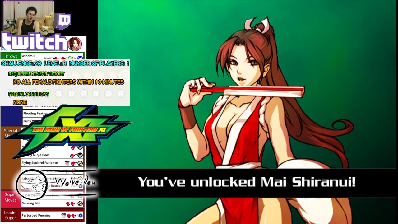 (PS2) King of Fighter XI - 20 - Challenge 20 - Beat all women opponents - Unlock Mai and EX Kyo