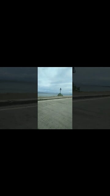 Pacific Ocean in Philippines from Tricycle in Expressway