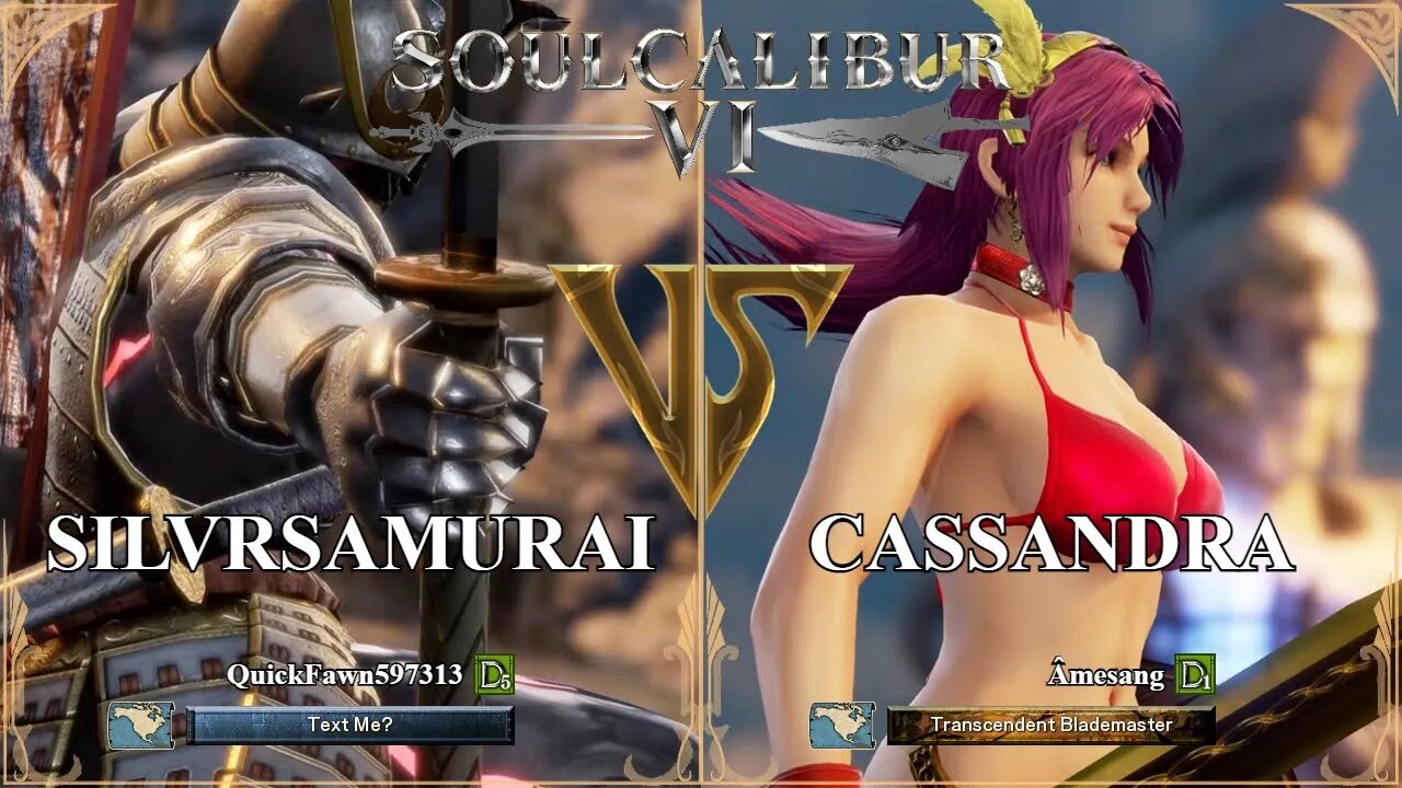 SoulCalibur VI — QuickFawn597313 (SilvrSamurai) VS Amesang (Cassandra) | Xbox Series X Ranked