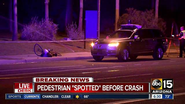 Report indicates Uber "spotted" pedestrian before deadly Tempe crash