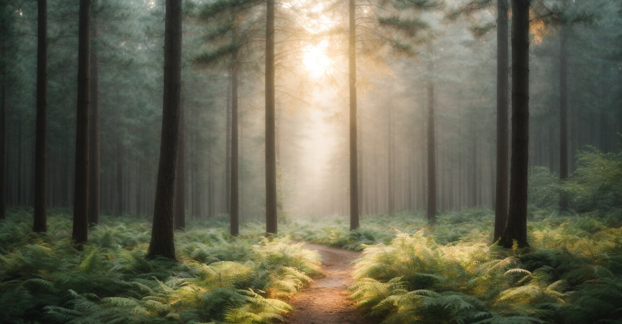 Natural light a forest and ambient white sound