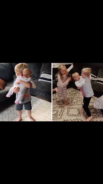 Big brother dances with his sister since she was a baby