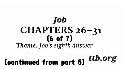 Job Chapters 26-31 (Bible Study) (6 of 7)