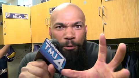 Eric Thames pumped up for the regular season WWE style