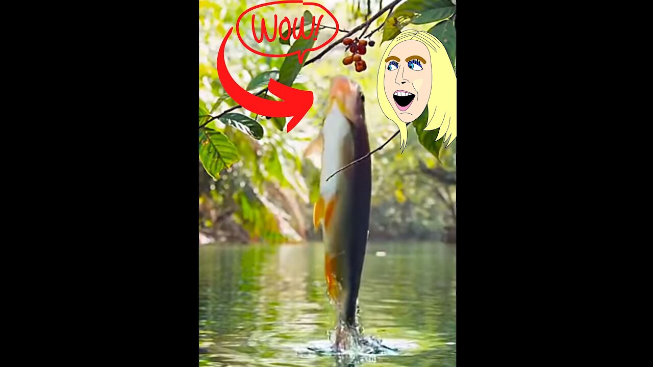 Wow || Amazing Video ||Fish Jump For Eating Fruit || New