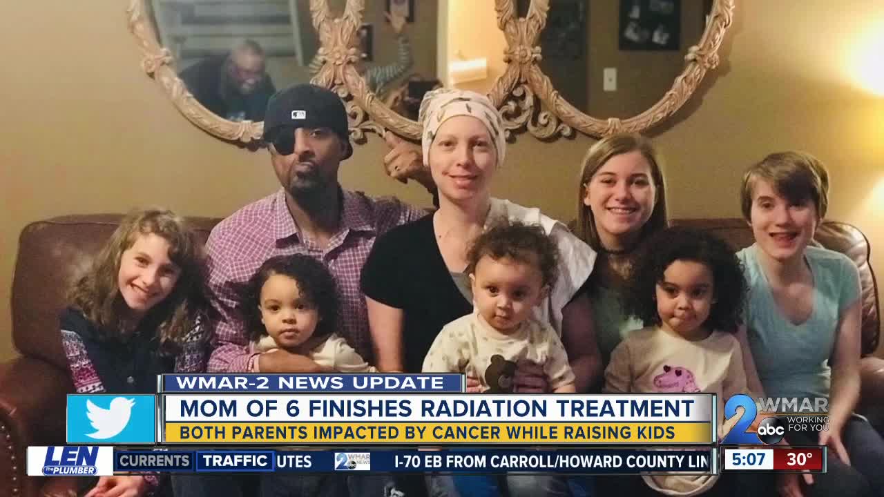 Mother of six gets to ring the bell at Kaufman Cancer Center after finishing radiation treatment