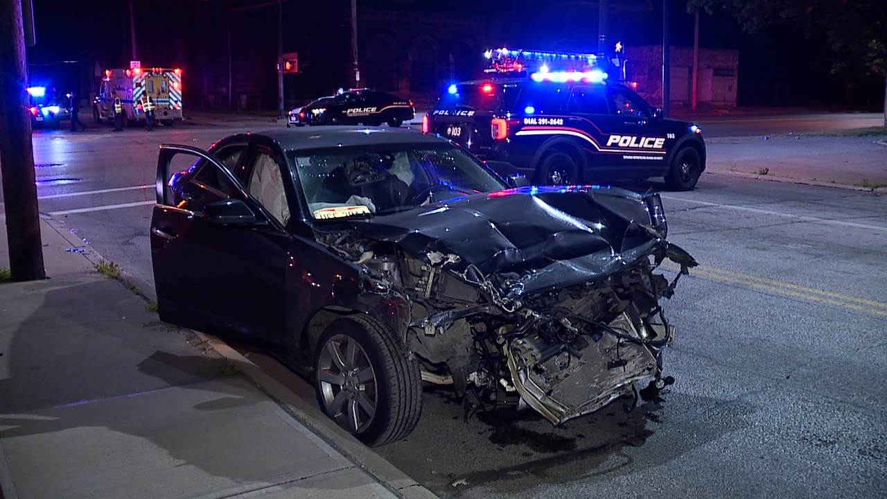 Two-car crash at intersection of Central and East 55th Street