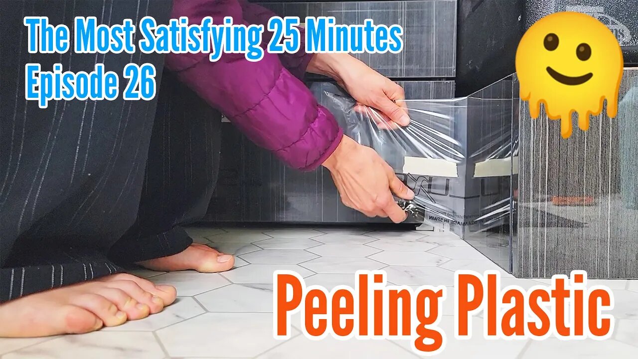 girl van life ASMR PEELING PLASTIC from cabinets // E26