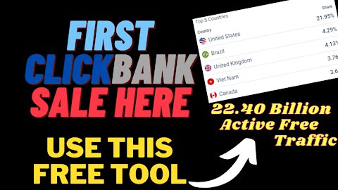 HOW To MAKE YOUR FIRST CLICKBANK SALE USING FREE TOOLS, Free Traffic, Affiliate Marketing