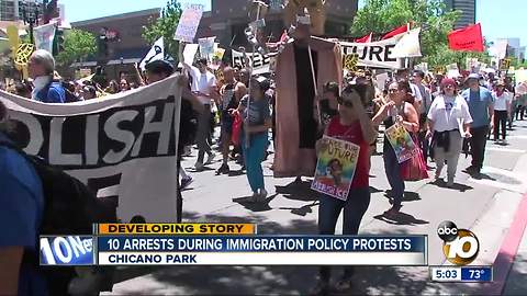 10 arrested at immigration protest