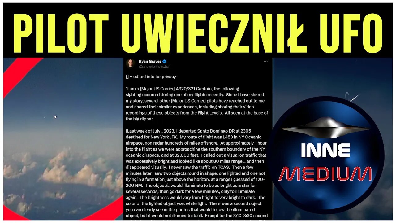 Były pilot marynarki wojennej udostępnił zdjęcia i wideo ze spotkania z UFO
