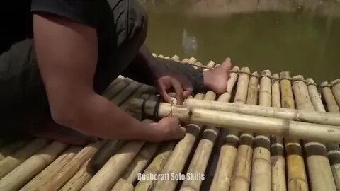 Bushcraft Camping The Shelter Floating On The River Around Mountain Overnight