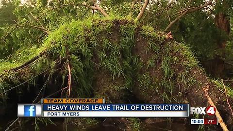 Heavy winds leave trail of destruction, rain leaves yards flooded