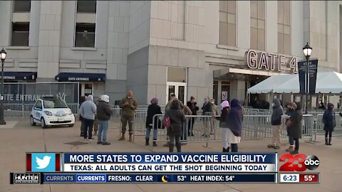 More states to expand vaccine eligibility, in Texas all adults can get the shot beginning today