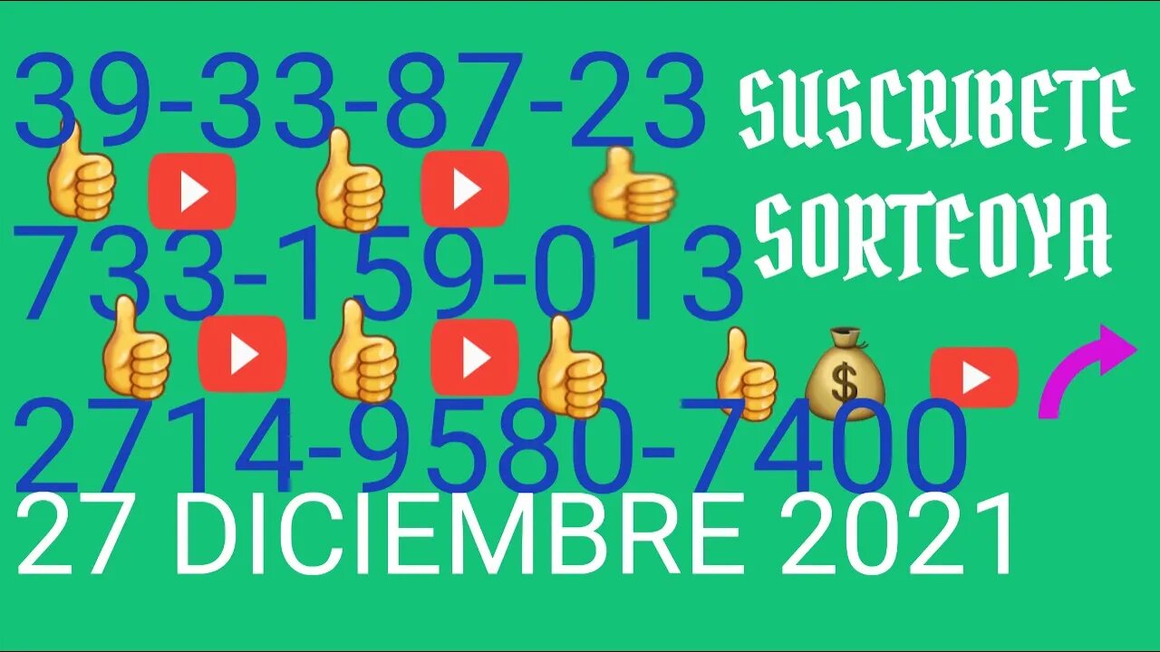 SORTEOYA NUMERO PROBABLE 27 DICIEMBRE 2021