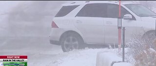 Major winter storm stalls traffic along heavily-traveled Blue Diamond Road