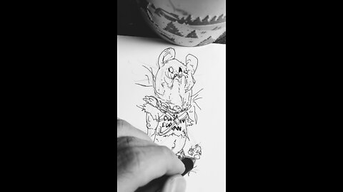 character design inking a monster