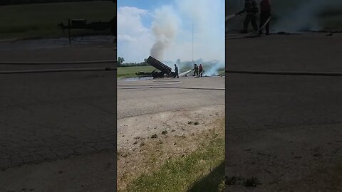 Fire Dept. putting out trails fire- fishing shack burst into flames