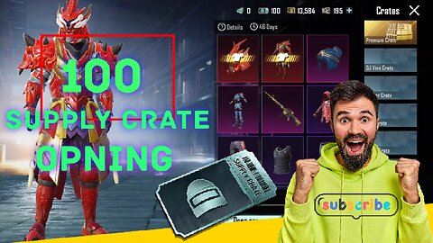 BGMI Crate opening | 100 supply crate 😱