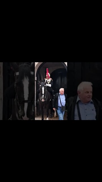 The kings guard shouts get off the reins twice #horseguardsparade