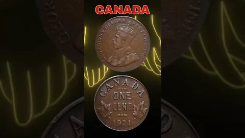 Canada 1 cent 1921.#shorts #coinnotesz
