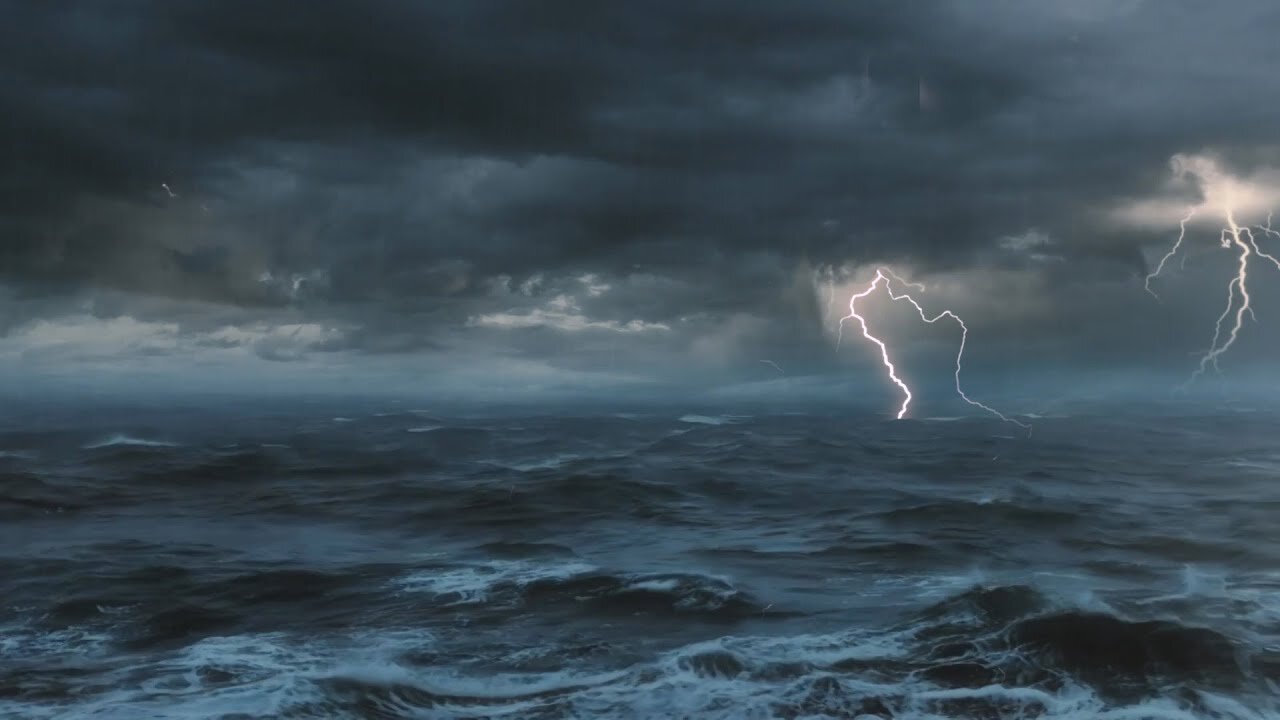 Thunderstorm At Sea Sounds For Sleeping, Relaxing ~ Thunder and Rain