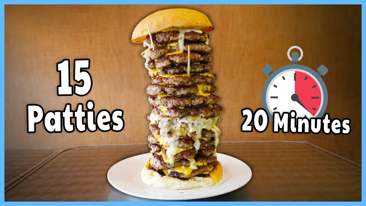 THE TALLEST CHEESEBURGER CHALLENGE IN NEWCASTLE, AUSTRALIA (RECORD 15 PATTIES!)