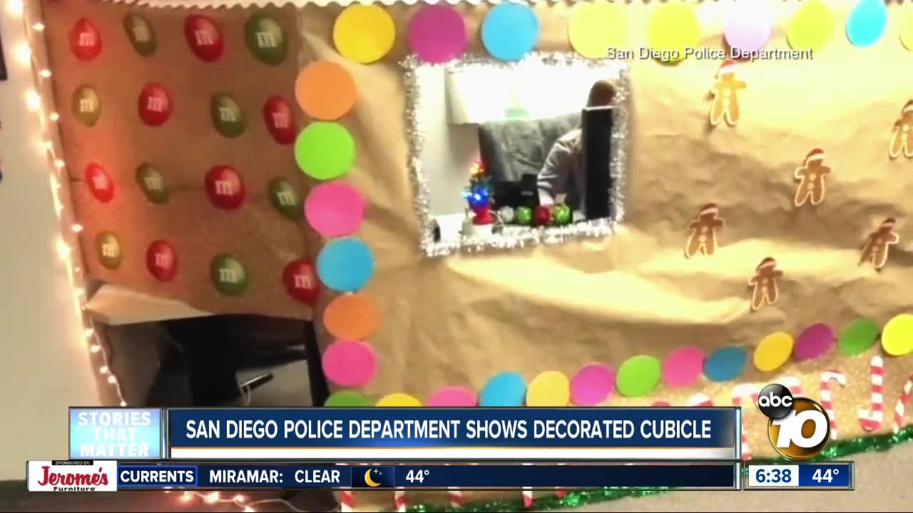 SDPD employee gets into holiday spirit with decorated cubicle