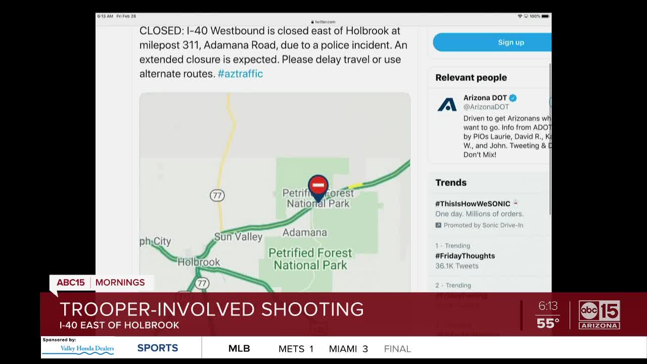 Trooper-involved shooting blocks I-40 near Holbrook