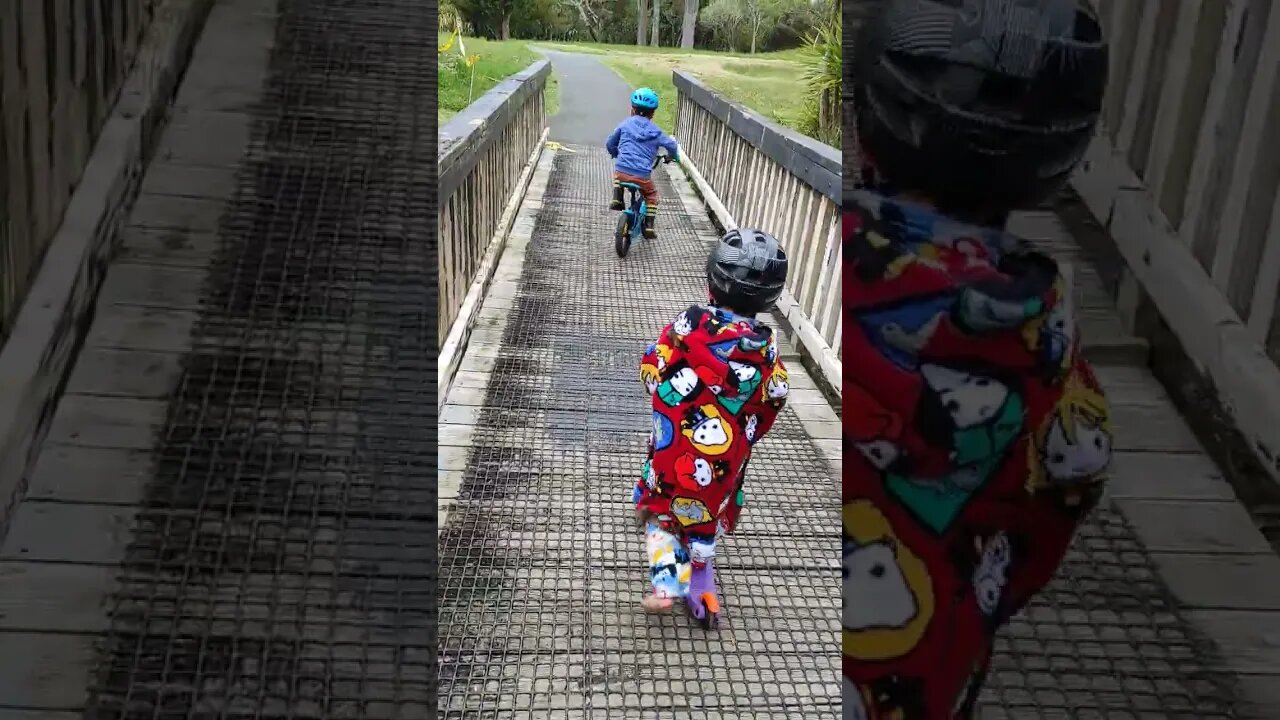 Riding with the kids.