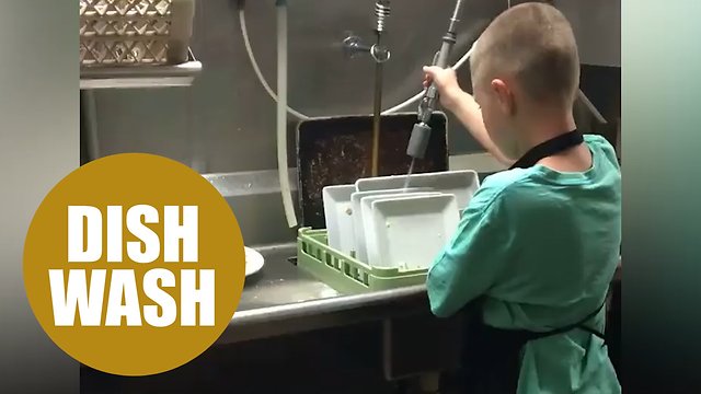 Autistic boy's dream fulfilled by washing dishes