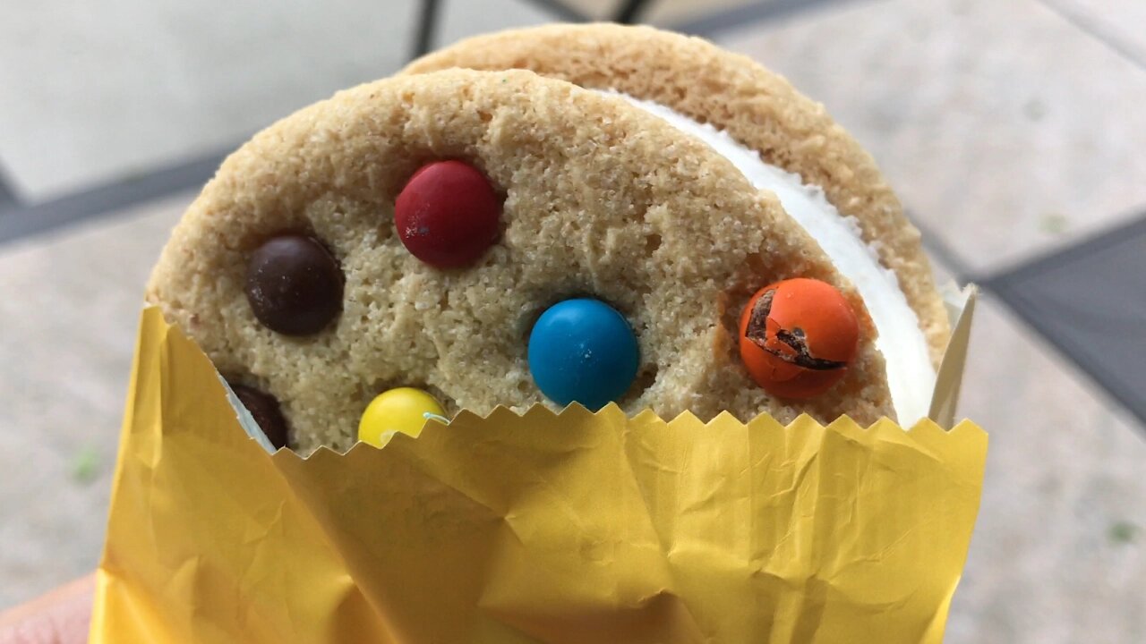 Just an M&M's Ice Cream Cookie Sandwich