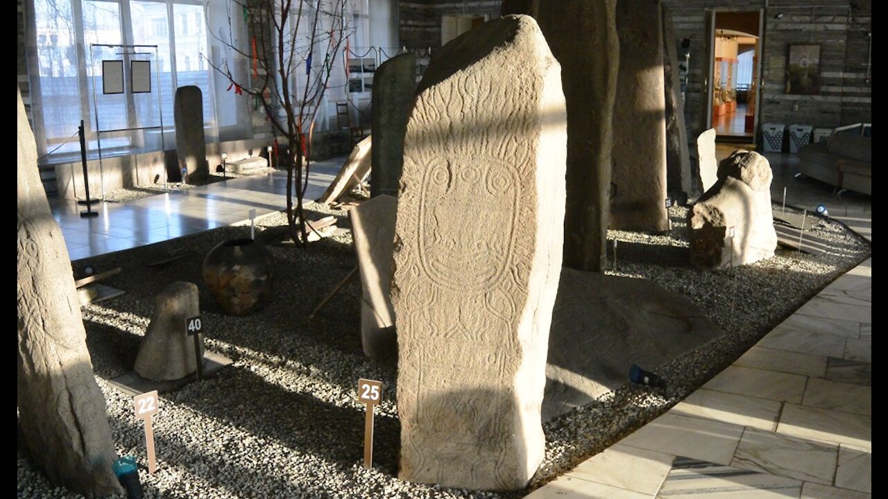 An ancient deity carved on a granite stele