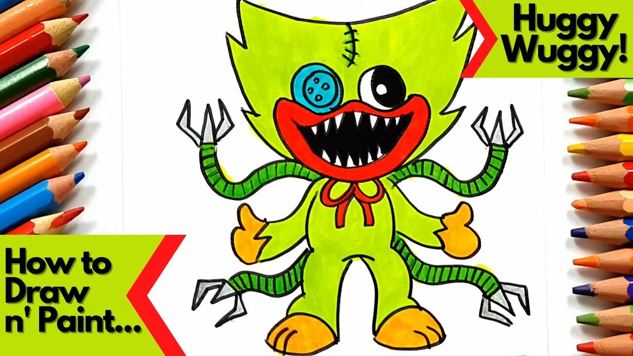 How to draw and paint Octopus Huggy Wuggy from Poppy Playtime