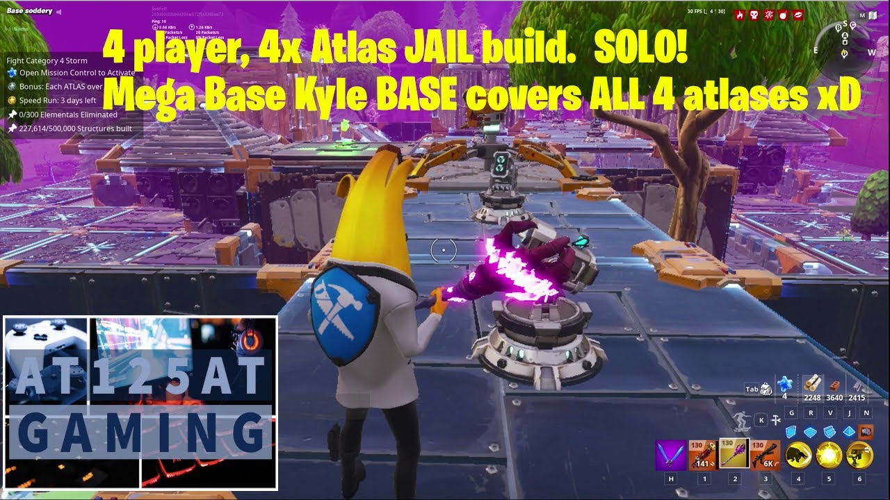 Fortnite Save the World | 4 player, Power Level 108. 4 Atlas jail build and defense. SOLO.