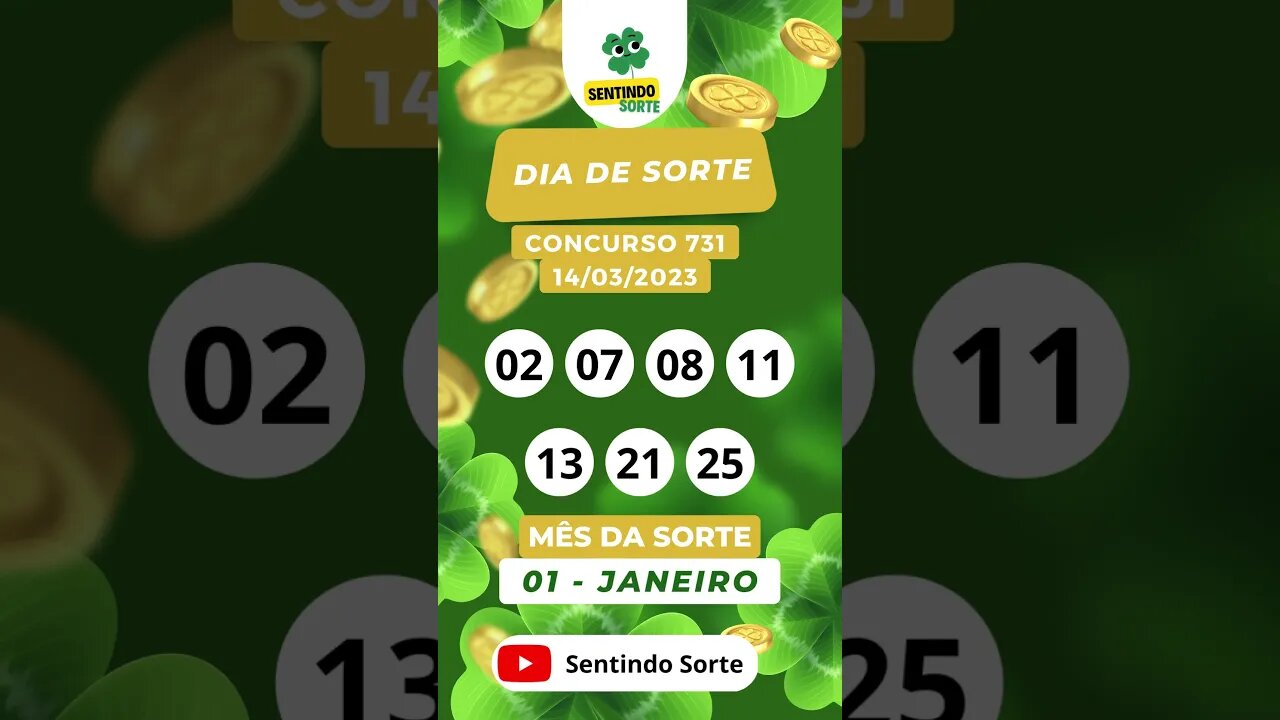 🍀 Resultado DIA DE SORTE 731 | Sentindo Sorte #shorts