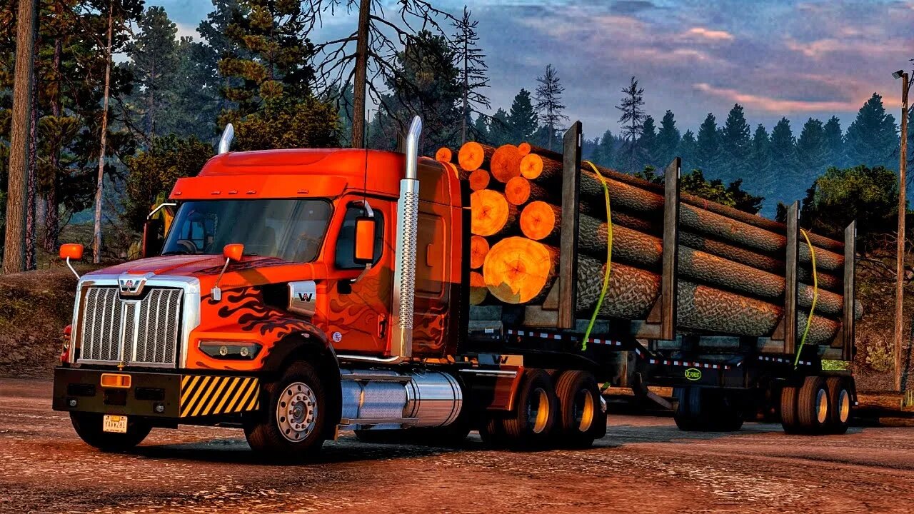 Big logs transported up to north with Western Star 49x | ATS gameplay