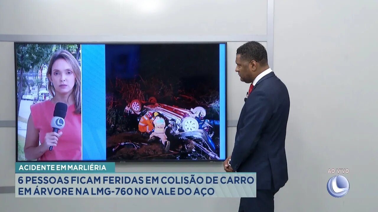 Em Marliéria: 6 Pessoas Ficam Feridas em Colisão de Carro em Árvore na LMG-760 no Vale do Aço.